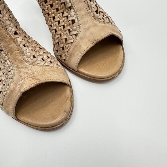 Sundance Trianon Stacked Heel Booties Woven Leather Sandals Shoes 41 US 10 10.5 - Picture 4 of 6